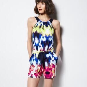 NWT $68 MILLY for DesigNation Watercolor Romper, Size XS, Sleeveless, Colorful